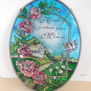 Oval Glass "Home is where your Mom is" plaque